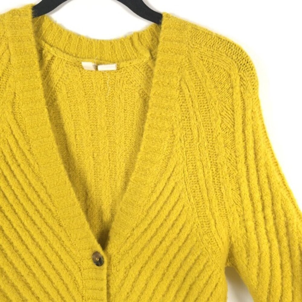 Anthropologie MOTH WOOL Blend Oversized Knit V Neck Button Front Cardigan XS/TP‎
